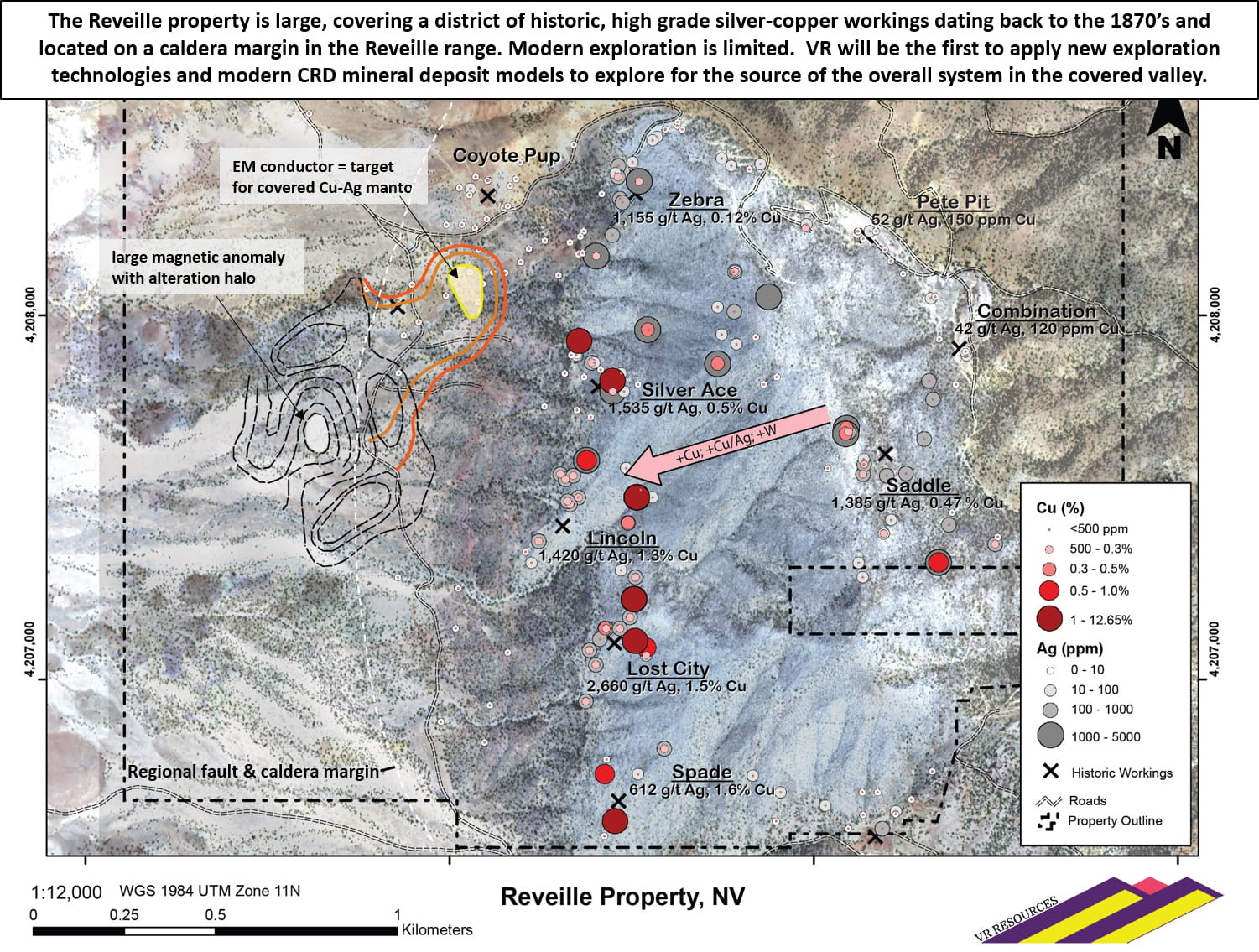 Reveille Silver property on Satellite Map